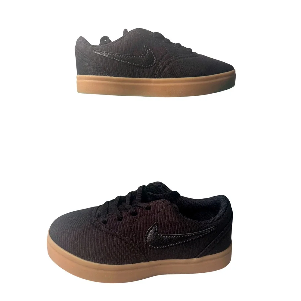 Nike SB Check Canvas PS Black Gum Light Brown Kids Shoes 905371-006 Size 1Y